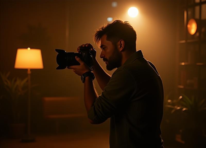 Photographer at work inside the Denver studio