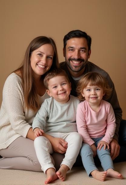 Happy family and kids in the Denver studio session